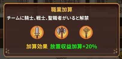 職業違いでチームを組むと経験値20％加算